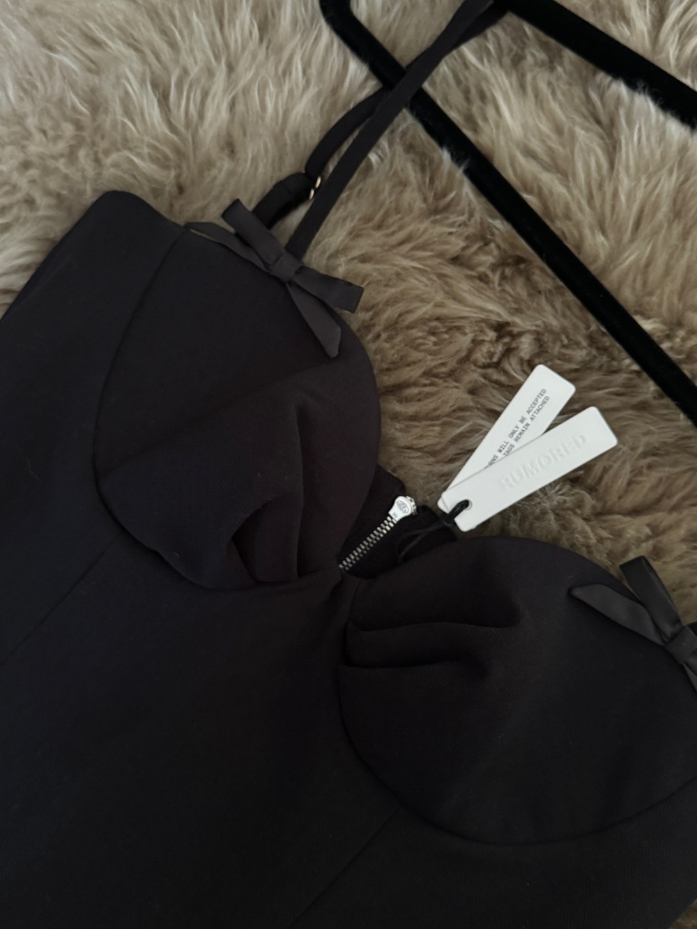 Black zip up corset with bows 🖤